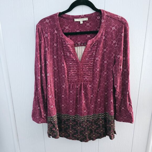 Daniel Rainn Tops - Daniel Rainn Boho Top Size M – Floral Print, Plum, Festival Vibes
